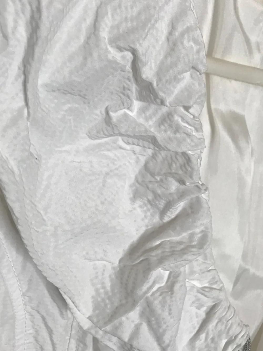 Crisca White Crinkle Zip Jacket Lightweight Oversized Collar Jacket Size L - Picture 7 of 11